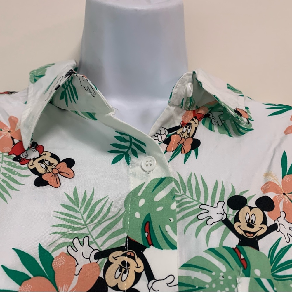 Disney Mickey Mouse Minnie Mouse Hawaiian Button Down Shirt Adult Women’s X-L